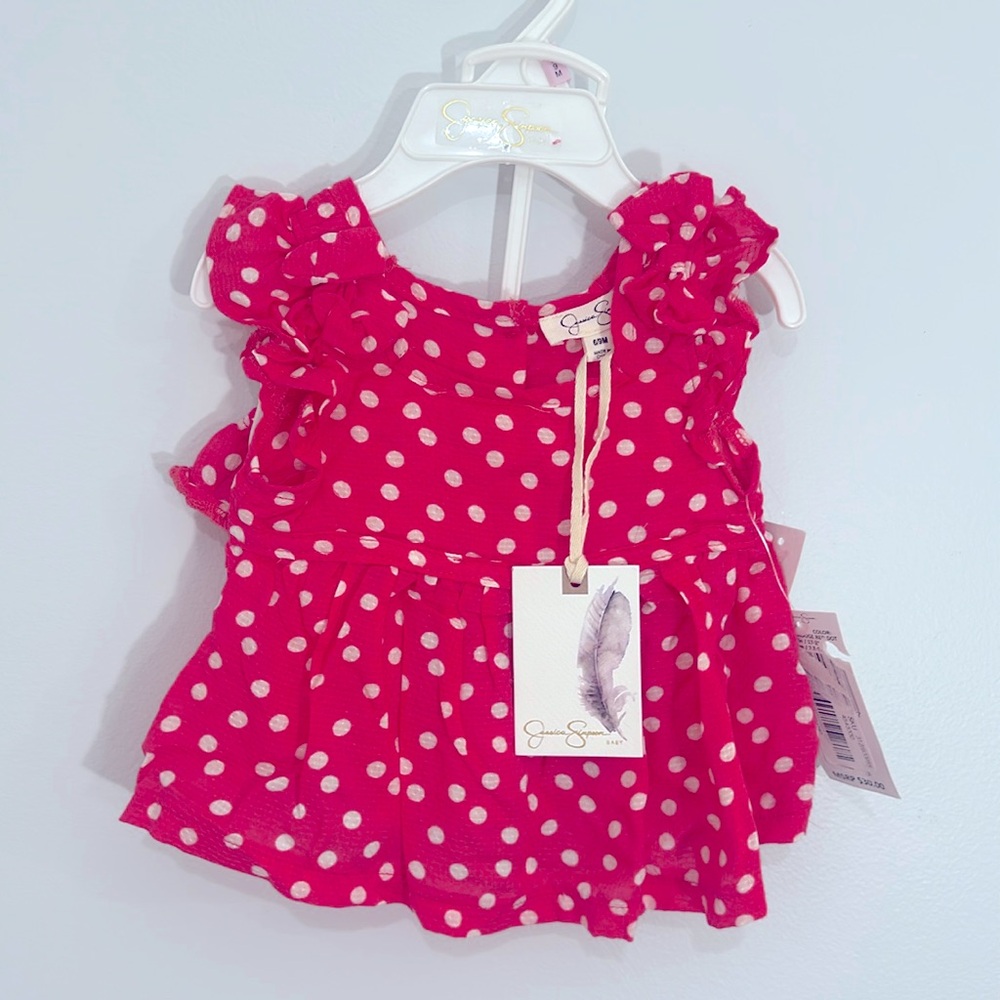 Jessica Simpson Baby Girl Pink Polka Dot 2-Piece Set
